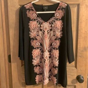 EUC JM Collection Black Paisley Tunic 1X